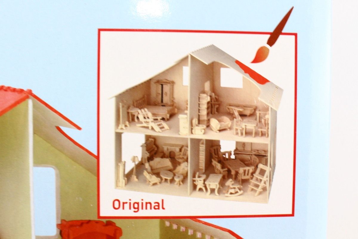 PEBARO Holzbausatz Puppenhaus mit Möbeln 