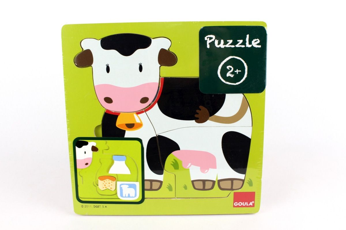 Goula Holzpuzzle Bauernhoftiere Für Kleinkinder - 4-teilig Mit Großen Knöpfen, 21,6x22 Cm