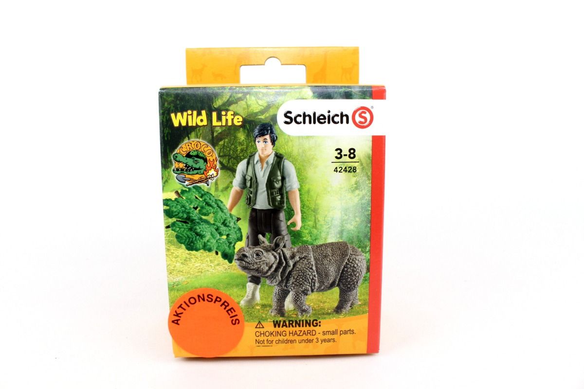 Schleich 42428 Ranger und Nashorn Starter-Set Wild Life Pflanze Pflege NEU